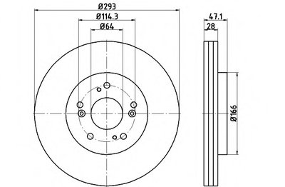 Диск тормозной (передний) Honda CR-V III-IV 2.0-2.2D-2.4 07- (293x28) PRO