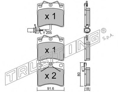 Комплект тормозных колодок, дисковый тормоз TRUSTING купить