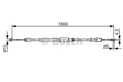 Трос ручника (задний) MB Sprinter 208-319 CDI/VW Crafter 06- (L=1666mm)