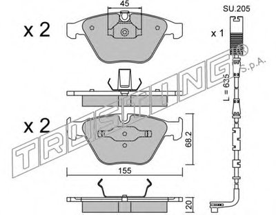 Комплект тормозных колодок, дисковый тормоз TRUSTING купить