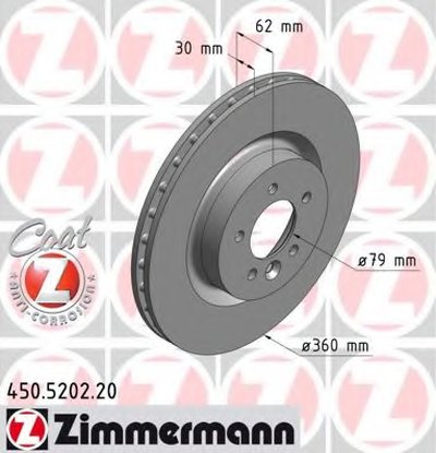 Диск тормозной (передний) Land Rover Discovery IV 09-/Range Rover Sport 09-13 (360x30)(с покр)(вент)