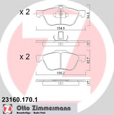 Комплект тормозных колодок, дисковый тормоз ZIMMERMANN купить