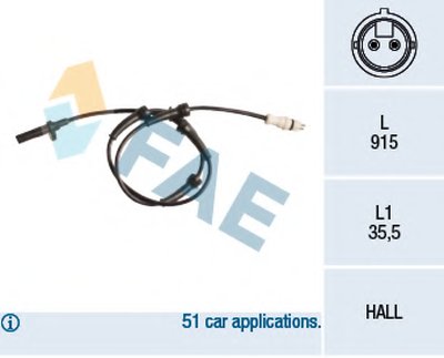 Датчик ABS (задний) Opel Vivaro/Renault Trafic 1.9/2.5CDTI 01- (915mm кабель)