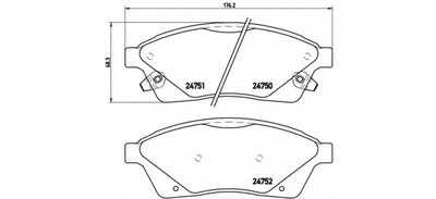 Комплект тормозных колодок, дисковый тормоз BREMBO купить