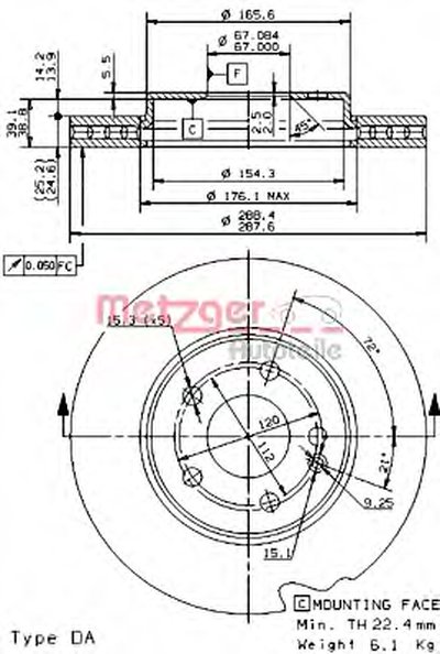 Тормозной диск HIGH CARBON / AP METZGER купить