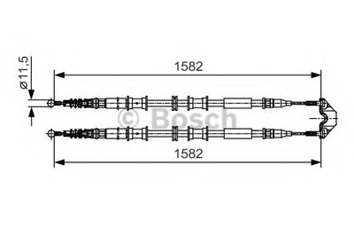 Трос ручника (центральный) Opel Combo 01- (1582/1582mm)