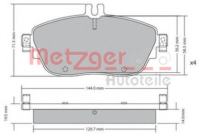 Комплект тормозных колодок, дисковый тормоз METZGER купить