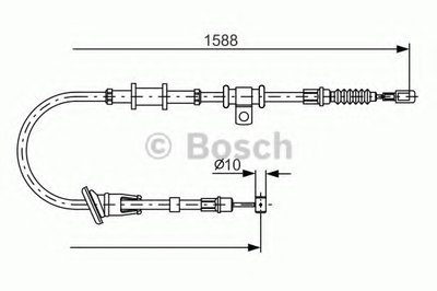 Трос ручника (задний) (L) Mitsubishi Carisma 95-06 (1588/1472mm)