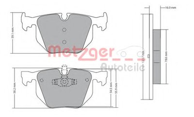 Комплект тормозных колодок, дисковый тормоз METZGER купить