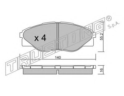 Комплект тормозных колодок, дисковый тормоз TRUSTING купить