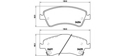 Комплект тормозных колодок, дисковый тормоз BREMBO купить