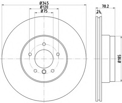 Диск тормозной (задний) BMW X5 (E70/F15/F85)/X6 (E71,E72,F16) 06- (345x24) PRO+