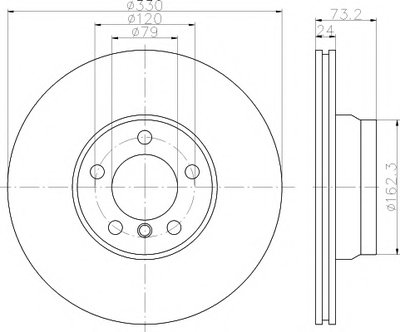 Диск тормозной (передний) BMW 3 (F30/F31) 11- (330x24) PRO+