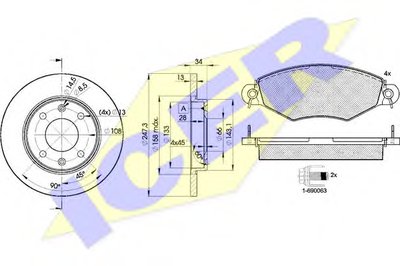 Комплект тормозов, дисковый тормозной механизм ICER купить