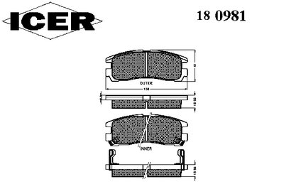 Колодки тормозные (задние) Mitsubishi Galant 85-/L400 95-02/Eclipse 94-11/Pajero Pinin 99-07