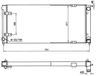 Радиатор охлаждения VW Golf I/II 1.6-1.8 81-92 (322x675x34)