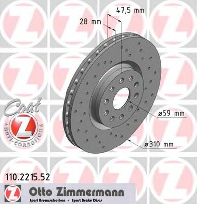 Тормозной диск SPORT BRAKE DISC COAT Z ZIMMERMANN купить