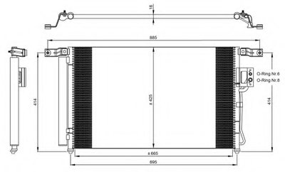 Радиатор кондиционера (с осушителем) Hyundai Santa Fe II 2.2 CDRi/2.7 06-12