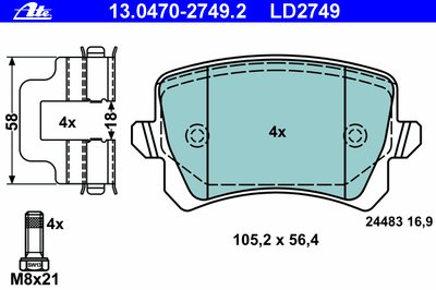 Комплект тормозных колодок, дисковый тормоз ATE Ceramic ATE Придбати