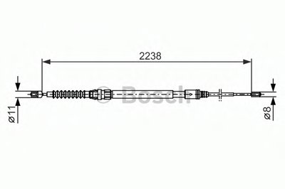 Трос ручника (задний) (L) Peugeot 508 10-18 (L=2238mm)