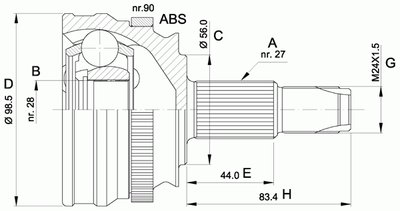 Шарнирный комплект, приводной вал SPIN OPEN PARTS купить