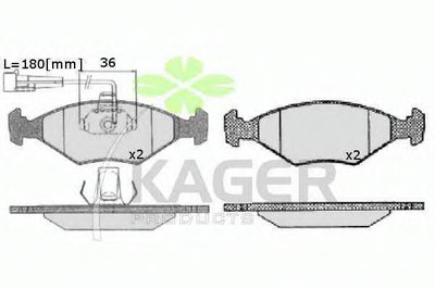 Комплект тормозных колодок, дисковый тормоз KAGER купить