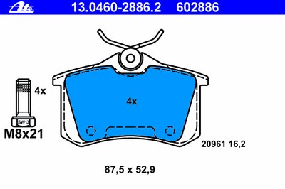 Комплект тормозных колодок, дисковый тормоз ATE Придбати