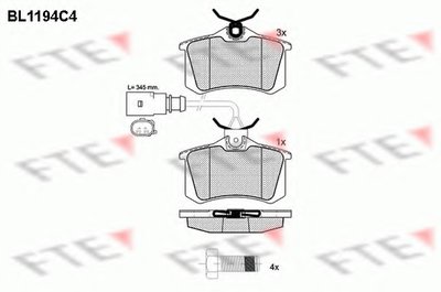 Комплект тормозных колодок, дисковый тормоз FTE купить