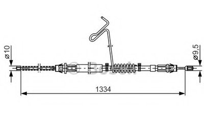 Трос ручника (задний) (R) Ford Transit 00-06 (1334/1038mm) (спарка) 