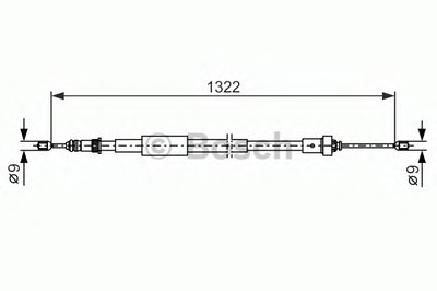 Трос ручника (задний) (L) Renault Clio III 05-14 (L=1322/1210mm)