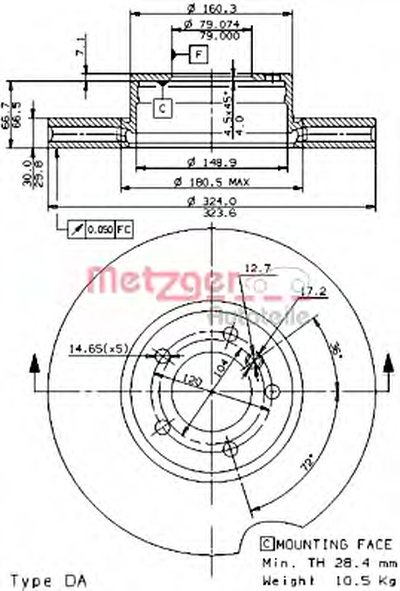 Тормозной диск HIGH CARBON / AP METZGER купить