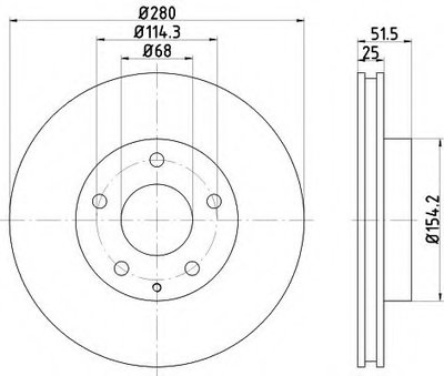 Диск тормозной (передний) Mazda 3 13- (280x25) PRO