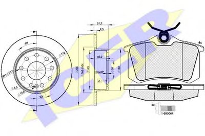 Комплект тормозов, дисковый тормозной механизм ICER купить