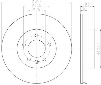 Диск тормозной (передний) Land Rover Discovery 04-18 (317x30) PRO+