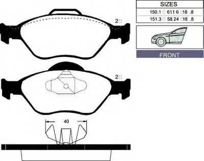 Комплект тормозных колодок, дисковый тормоз Front brake pads for FORD, MAZDA 2 GOODWILL купить