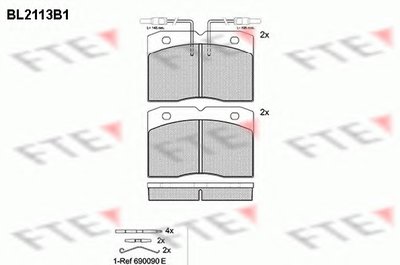 Комплект тормозных колодок, дисковый тормоз FTE купить